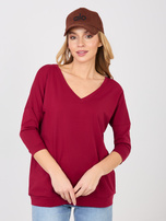 Bordowa bluzka basic z odkrytymi plecami RUE PARIS