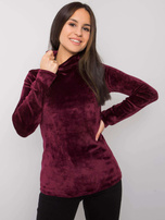Bordowa bluzka welurowa z golfem Millau