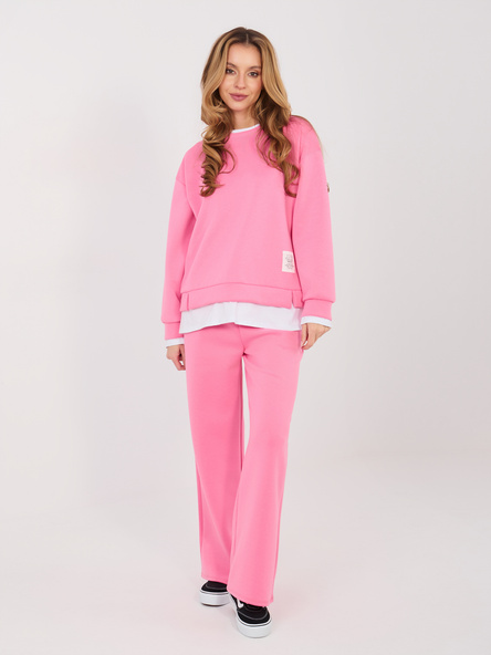 Ciemnoróżowy komplet z efektem koszulki pod spodem RUE PARIS