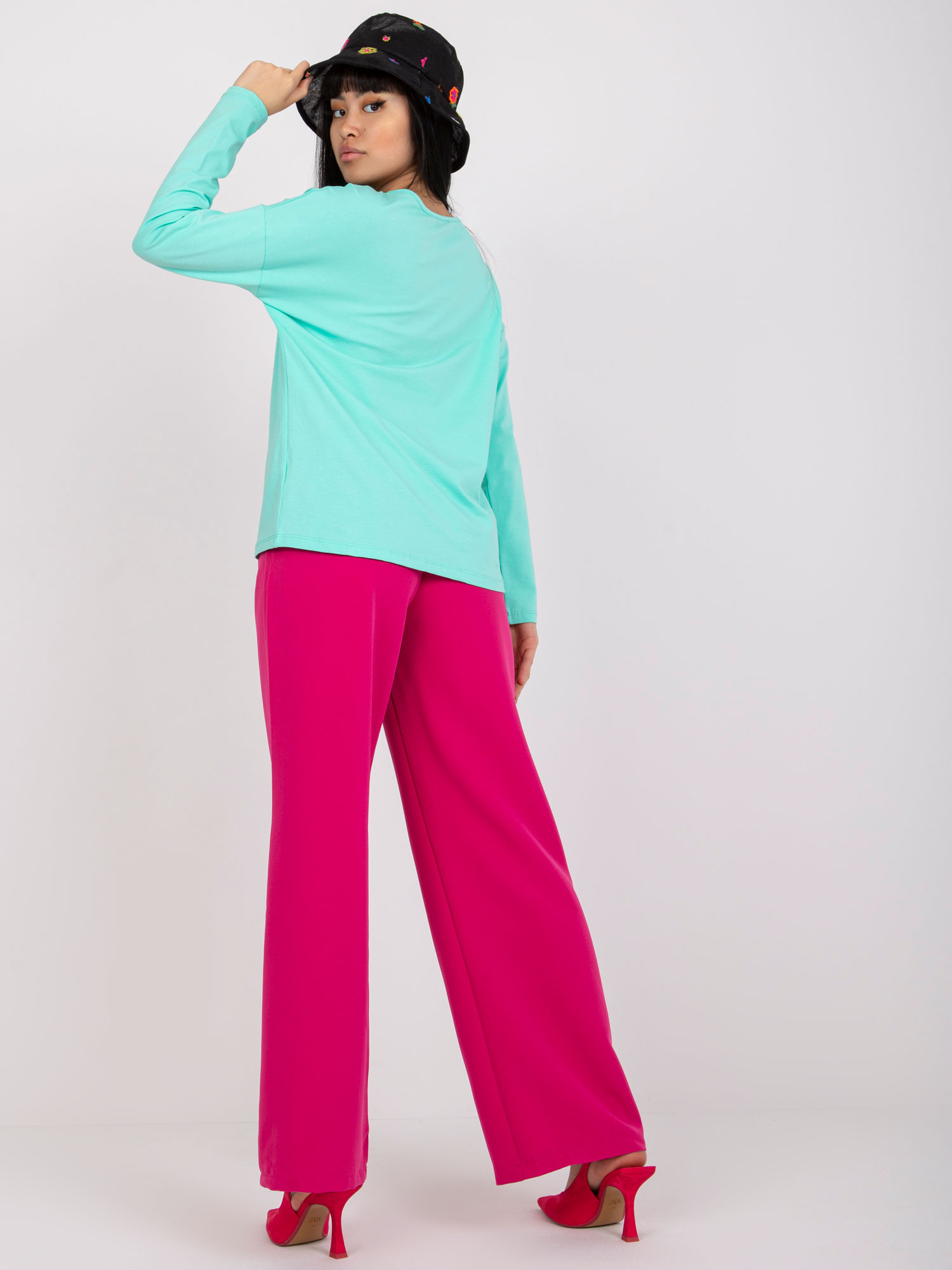 Turkusowa bluzka longsleeve z bawełny 
