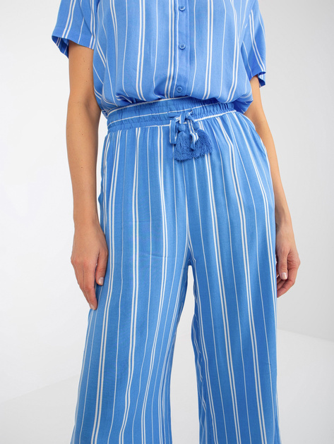 Hurt Niebieskie materiałowe spodnie palazzo z wiskozy SUBLEVEL