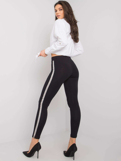 Czarne bawełniane legginsy z lampasami Caroline RUE PARIS