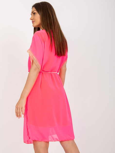 Fluo różowa letnia sukienka one size z podszewką