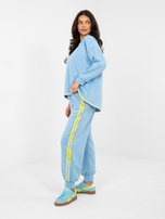 RUE PARIS Pastelowy niebieski damski komplet z bluzą oversize