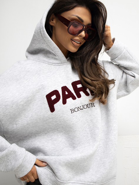 Jasnoszara bluza oversize z ociepleniem RUE PARIS