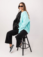 Miętowa ocieplana bluza bez kaptura RUE PARIS 