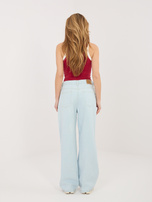 Jasnoniebieskie szerokie jeansy z wiązaniem SUBLEVEL 