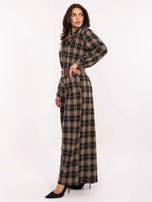 Czarne szerokie spodnie w kratę  