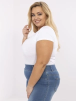 Balta pritaikyta plus size medvilninė marškinėliai.