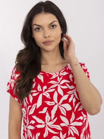 Koralowa bluzka z krótkim rękawem SUBLEVEL