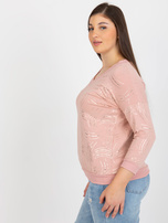 Hurt Light pink women's plus size blouse with 3/4 sleeves.