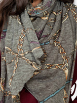 Khaki damska chusta z printem 