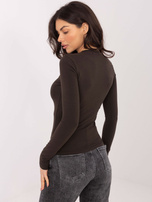 Czekoladowa damska bluzka basic z bawełny