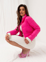 Hurt Ciemnoróżowa krótka przejściowa kurtka pikowana z kieszeniami