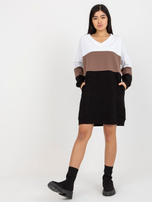 Hurt Biało-czarna sukienka basic z kieszeniami RUE PARIS