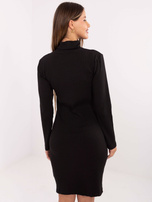Czarna bawełniana sukienka basic z golfem RUE PARIS 