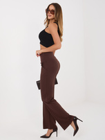 Ciemnobrązowe dresowe spodnie z wysokim stanem RUE PARIS 