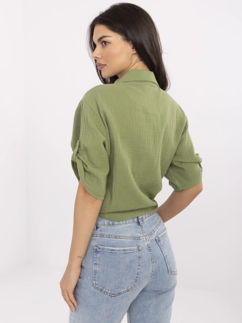 Khaki muślinowa koszula z nadrukiem