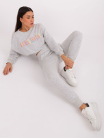 Hurt Jasnoszary casualowy komplet z bluzą z kolorowym napisem