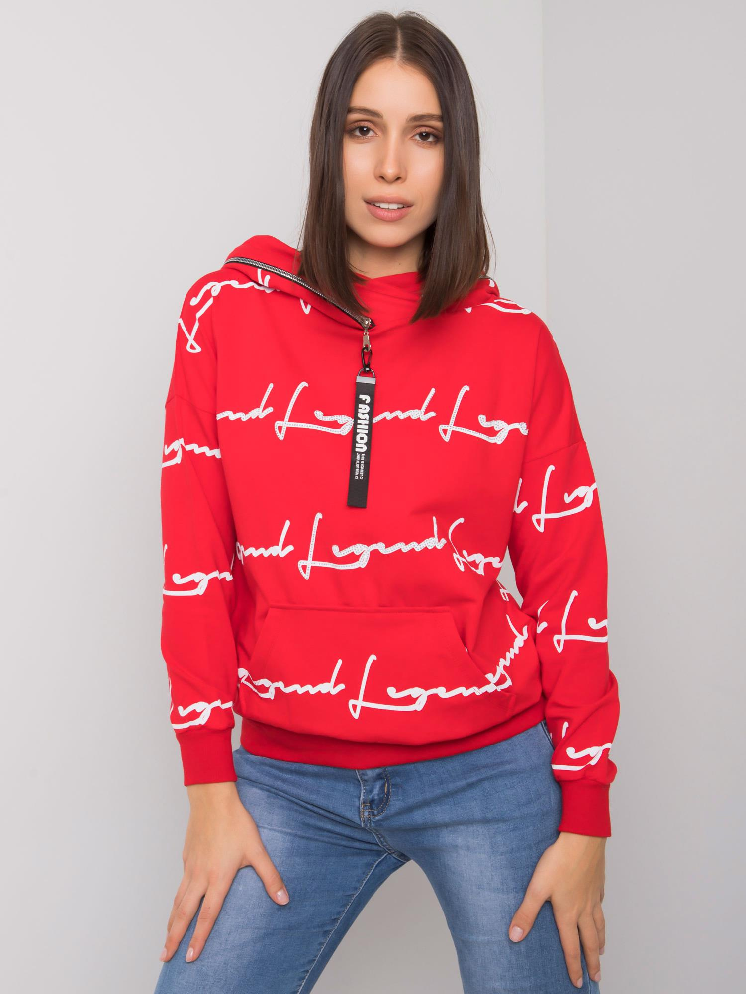 Czerwona bluza plus size z kieszenią Jossy