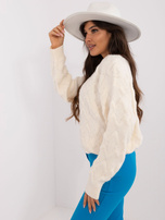 Hurtownia Ecru damski sweter oversize ze ściągaczami