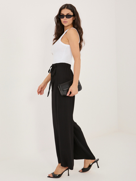 Czarne szerokie spodnie z zakładką