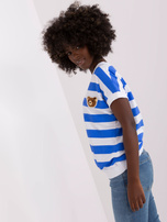 Hurt Biało-ciemnoniebieska bluzka w paski z misiem