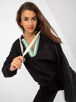 Hurt Black cotton casual set with a hoodie.