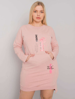 Brudnoróżowa sukienka dresowa plus size Akira 