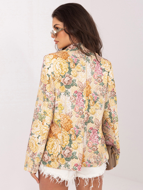 Żółta damska marynarka z ozdobnymi guzikami