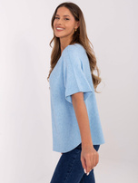 Hurt Jasnoniebieski dwustronny sweter z okrągłym dekoltem