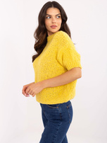 Hurt Żółty damski sweter oversize z krótkim rękawem