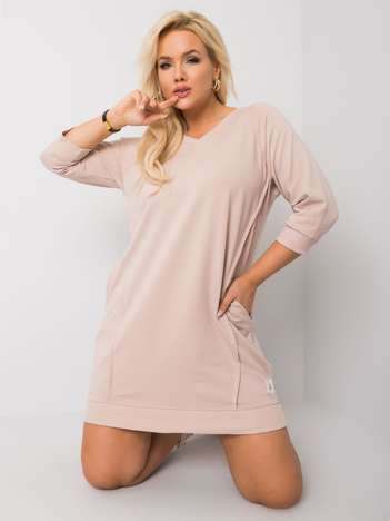 Jasnokawowa bawełniana sukienka plus size Karissa