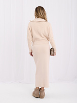 Light beige two-piece knitted set.