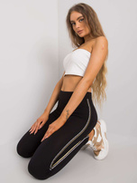 Schwarz-goldene Baumwoll-Leggings Naila RUE PARIS.