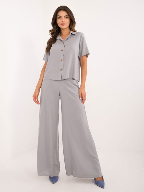 Hurtownia Szary damski komplet letni z krótką koszulą