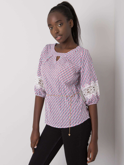 Biało-różowa bluzka we wzory Jazmin