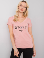 Jasnoróżowy t-shirt z napisem Emille
