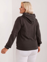 Hurtownia Ciemna khaki gładka bluza plus size z kapturem
