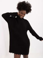 Hurt Czarna sukienka dzianinowa z długim rękawem