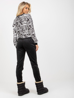 Hurt Biało-czarny komplet welurowy z bluzą w zebrę RUE PARIS
