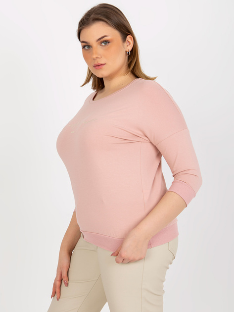 Hurt Jasnoróżowa bluzka plus size z nadrukiem i rękawem 3/4