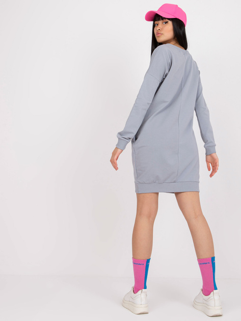 Szara sportowa sukienka basic z kieszeniami