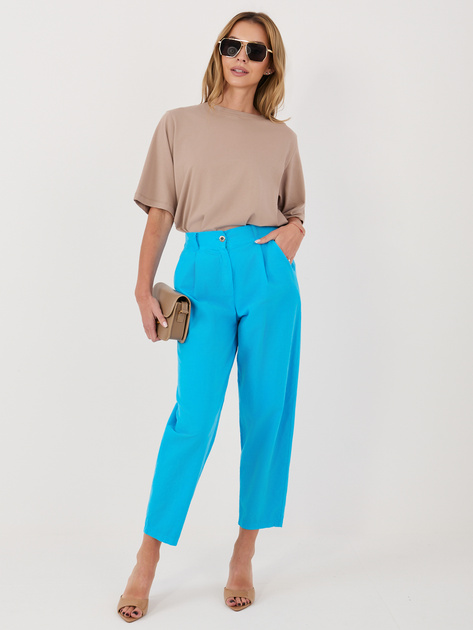 Niebieskie sztruksowe spodnie z nogawką 7/8 RUE PARIS