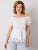 White Cotton Hispanic Blouse Sugar
