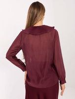 Burgundowa damska koszula z plisowanym żabotem