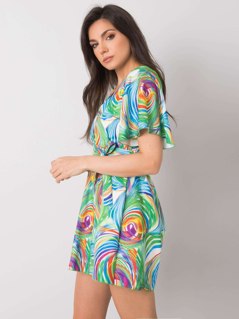 Biały kombinezon w kolorowe wzory Teodora RUE PARIS