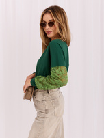 Dunkelgrüne Bluse mit Spitze Shantelle RUE PARIS.