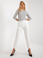 Hurt Ecru klasyczne spodnie z materiału do kostki Giulia