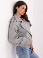 Szary krótki płaszcz z pagonami RUE PARIS